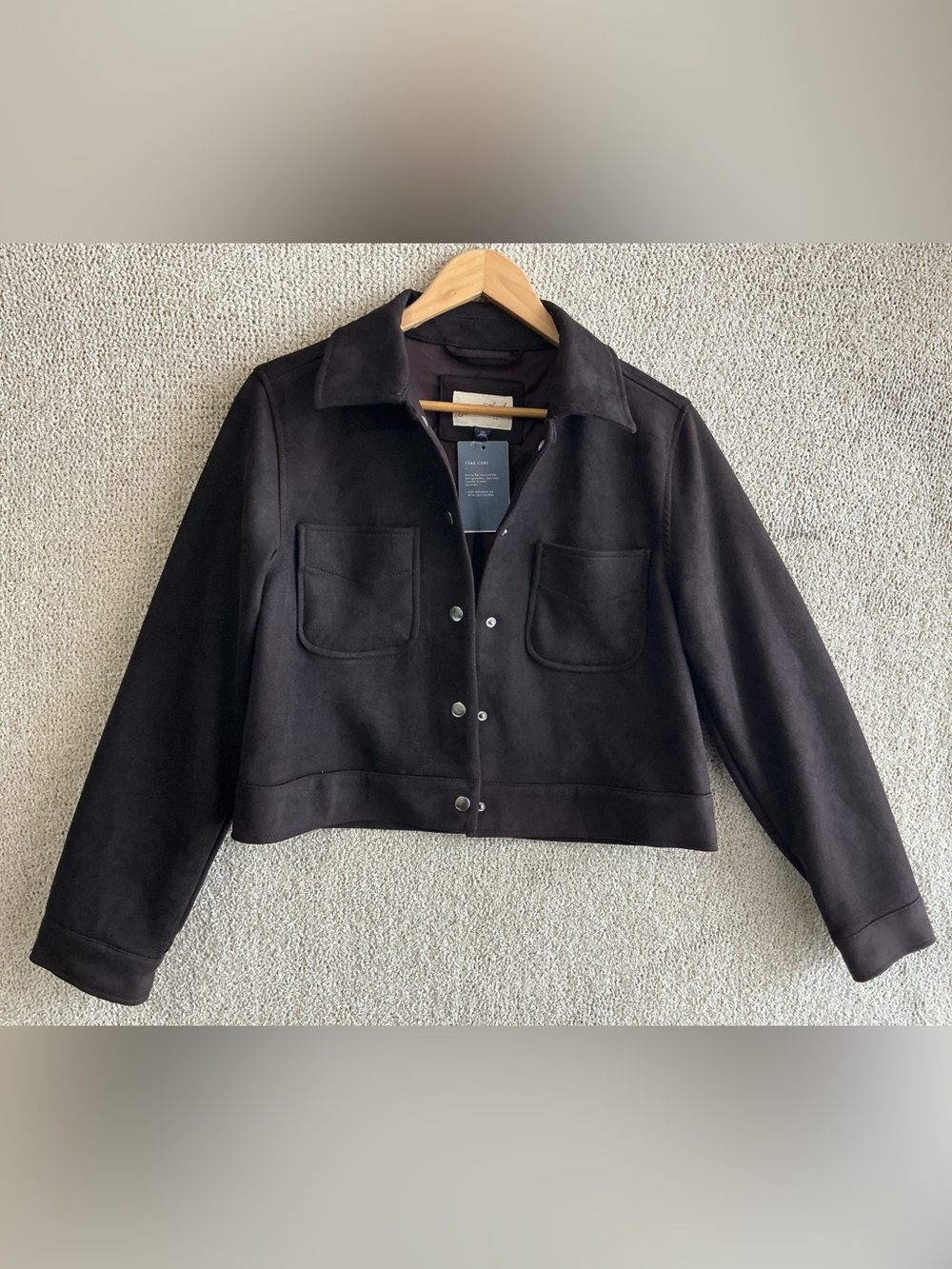Universal Thread Black Suede Snap-Front Bomber Jacket